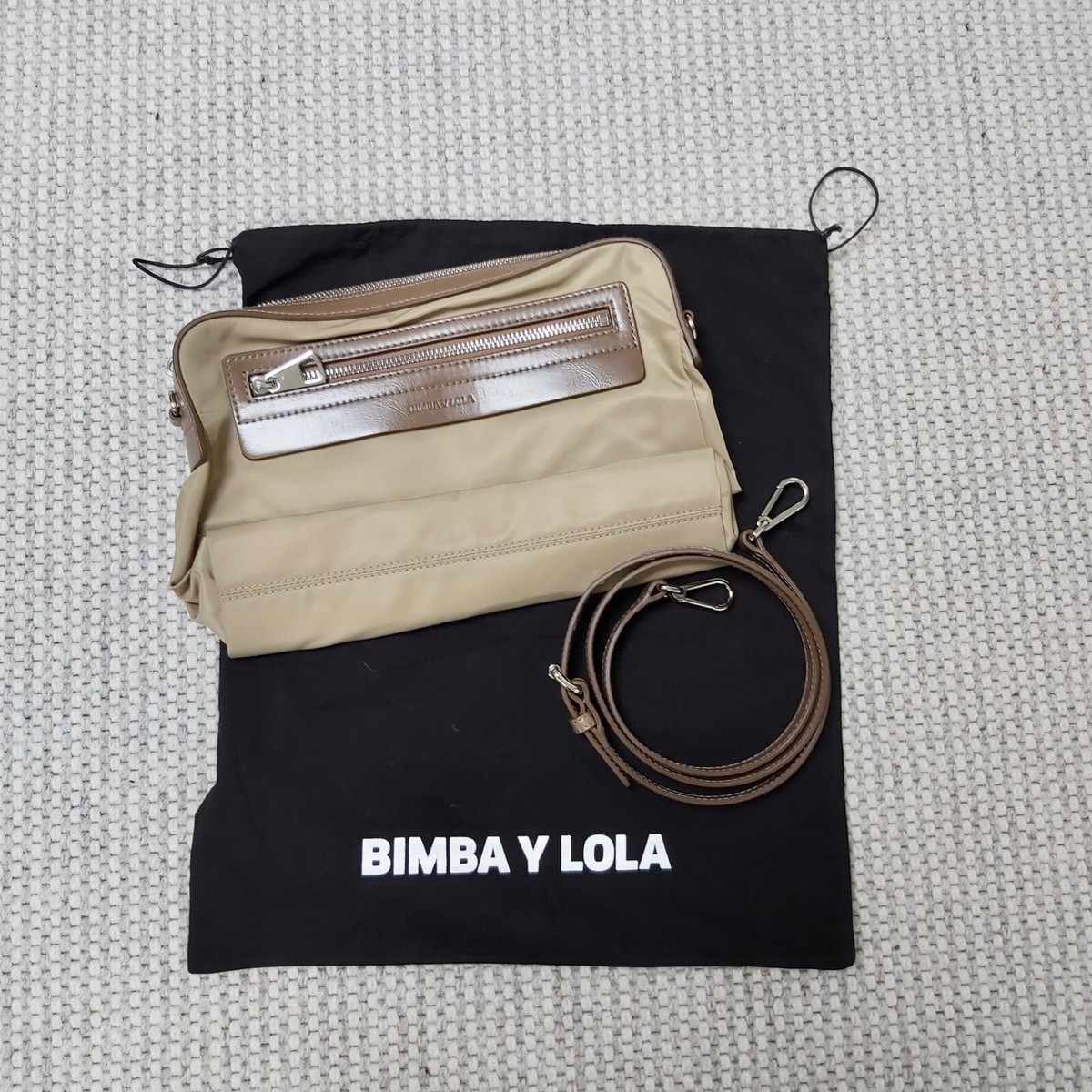 Bimba Y Lola NEW taupe nylon crossbody or clutch zipped bag With