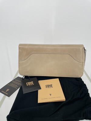 Frye Womens Melissa Zip Around Wallet Parchment Genuine