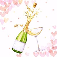 20 Servietten Hearts Bubbles Champagner Herzen Hochzeit Liebe Rosa Gold 33X33Cm