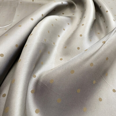 Suit Jacket Lining Fabric Grey Beige Polka Dot Spot Satin Lining  Fabric UK