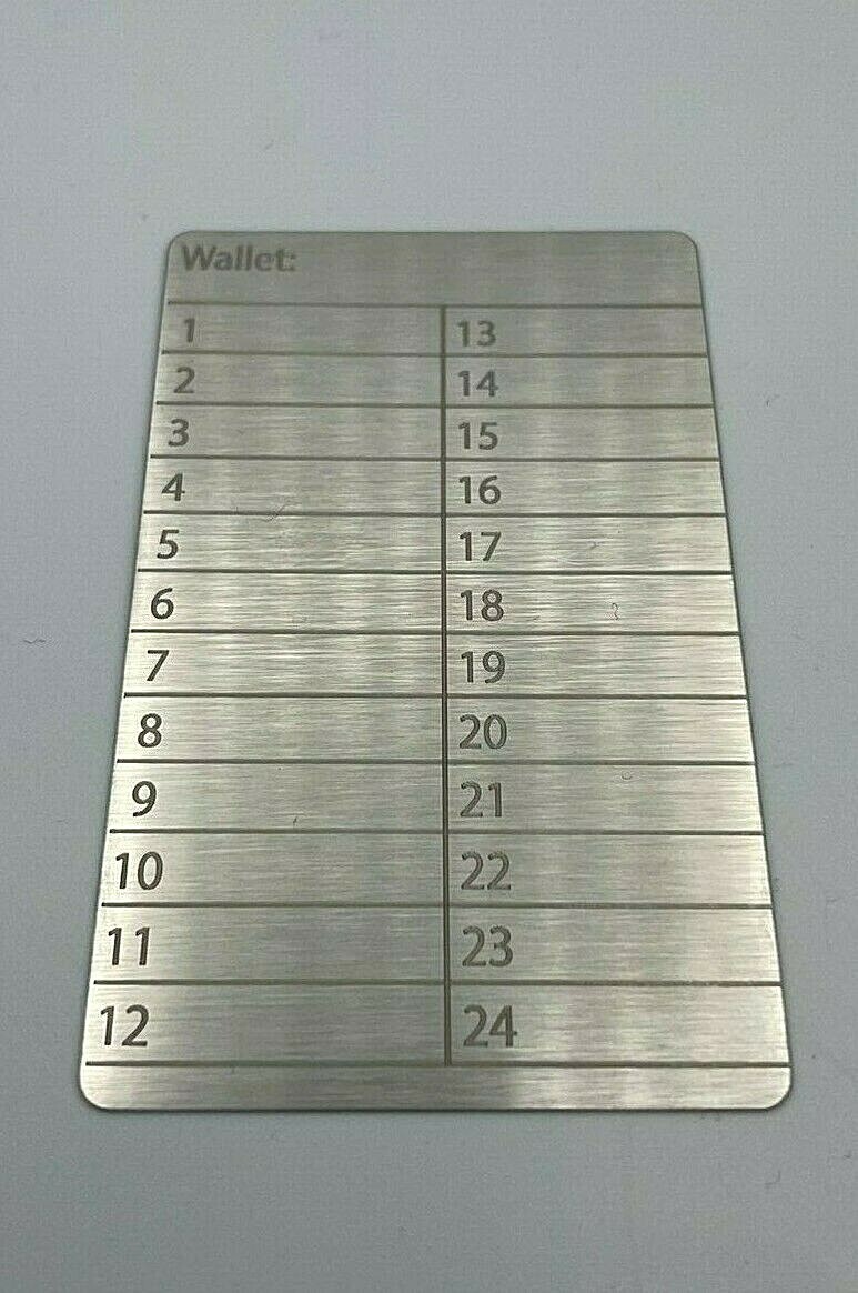 Wallet Krypto Krypto Seedphrase Aus Edelstahl – Sichere Aufbewahrung Für  Deine Bitcoin Wallet & Seedwörter Seed Phrase