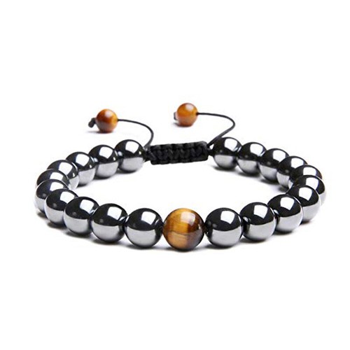 Natural Black Hematite Tigers Eye Bead Men Women Adjustable Bracelet Lucky Charm - Picture 6 of 7