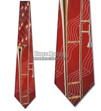 Trombone Ties Instrument Neckties Mens Music Notes Orchestra Band Neck Tie NWT