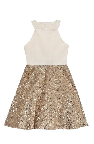 Little Girls Black Gold Animal Pattern Glitter Christmas Dress | eBay