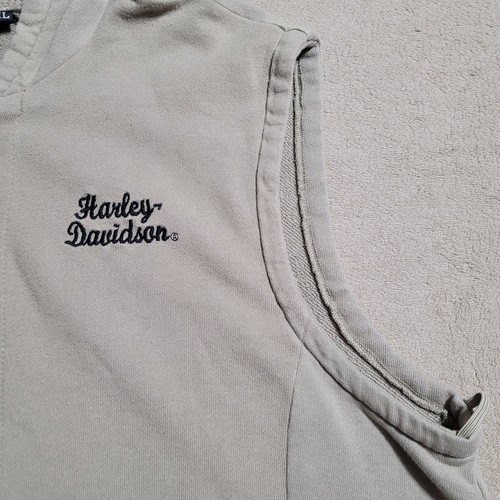 HARLEY-DAVIDSON Sleeveless Full Zip Beige Hooded Vest Sweater Women's Size XL - Picture 5 of 8