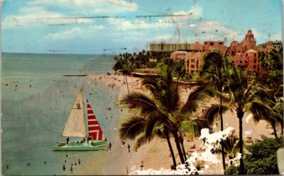 Honolulu HI Hawaii 1960s Hotel Royal Hawaiian Waikiki Beach Vintage Postcard