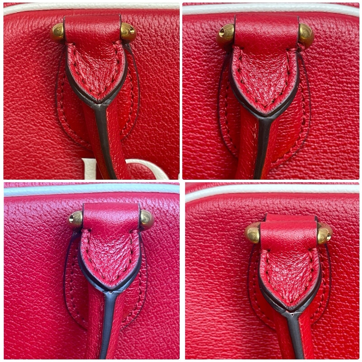 GUCCI X ADIDAS RED Textured Dolklar Calfskin Web Trefoil mini