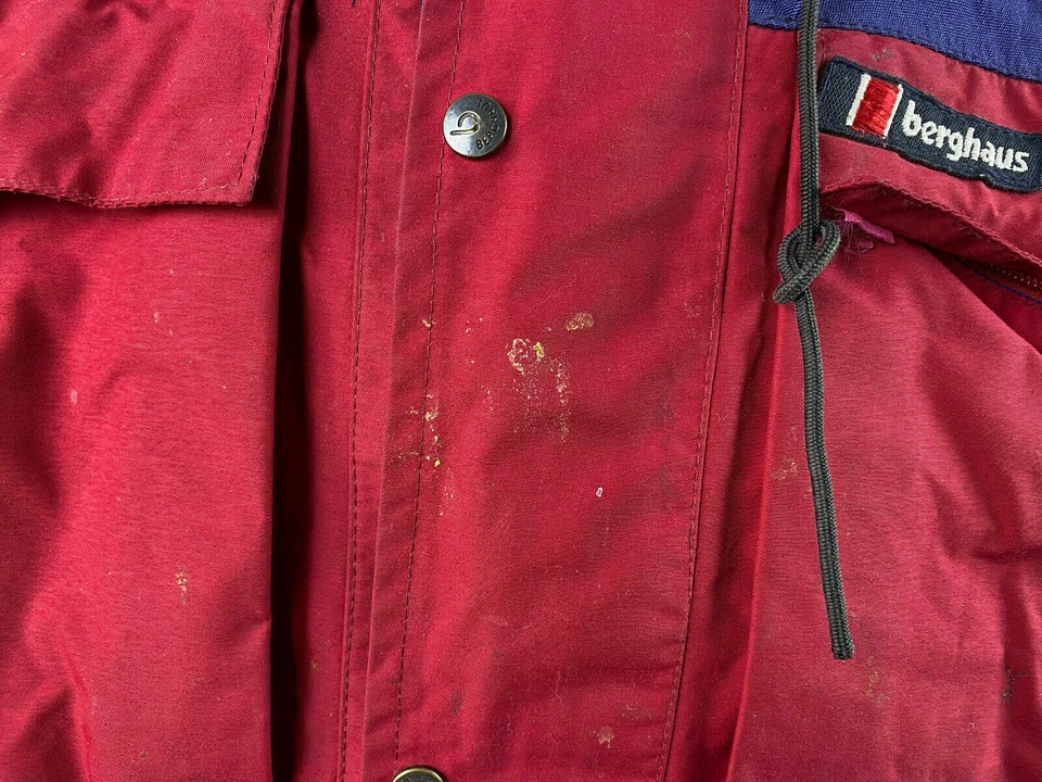 Hombres Berghaus Mera Peak Gore-Tex Rojo Azul Cremallera Completa Chaqueta Multibolsillo Foto 3 de 4