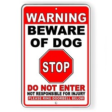Sign Or Decal Beware Of Dog Will Bite Security Attack Guard Warning Protected