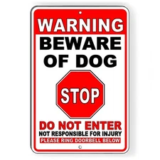 Sign Or Decal Beware Of Dog Will Bite Security Attack Guard Warning Protected