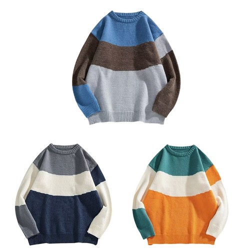 Trendy Mens Loose Round Neck Cardigan Pullover Sweater in Multiple Colors - Picture 4 of 16