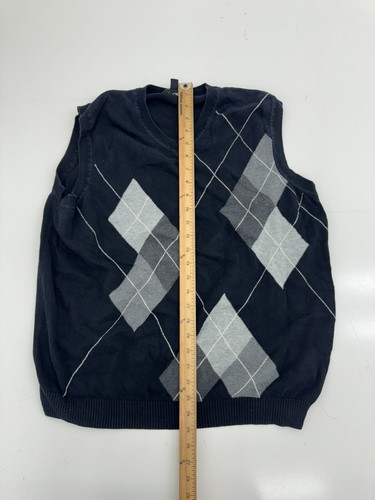 Apt 9 Black Grey Diamond Pattern Sweater Vest Mens Size Large - Picture 3 of 6