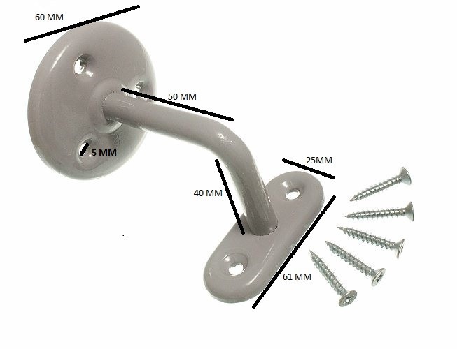 Stair hand rail bracket steel grey 2 1/2 inch & screws Qty. pack of 24