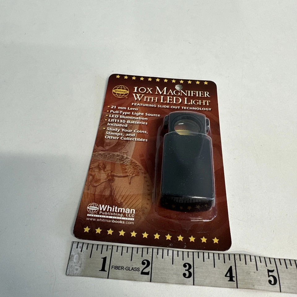 48-PACK Coin Collector 10X Magnifier Pull Out Loupe 23mm W/ Led NEW Master Pack Foto 4 de 4