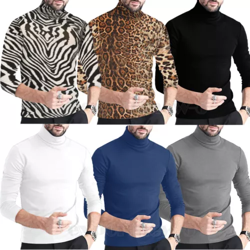 Men's Slim Fit T-Shirt Turtleneck Pullover Long Sleeve Jumper Top Warm Casual US - Picture 9 of 15