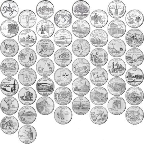 1999-2008 US State Quarters ensemble complet non circulé de 50 pièces - Photo 1 sur 1