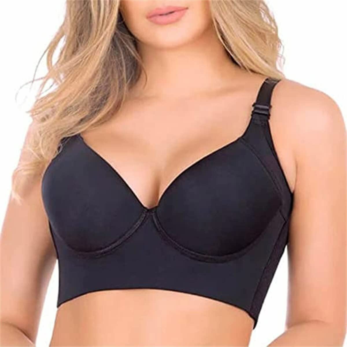 Women Deep Cup Bra Hide Back Fat Full-back Coverage Push Up Sports