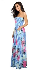 Clearlove Summer Dress Floral Casual Beach Party Maxi Dress Size L