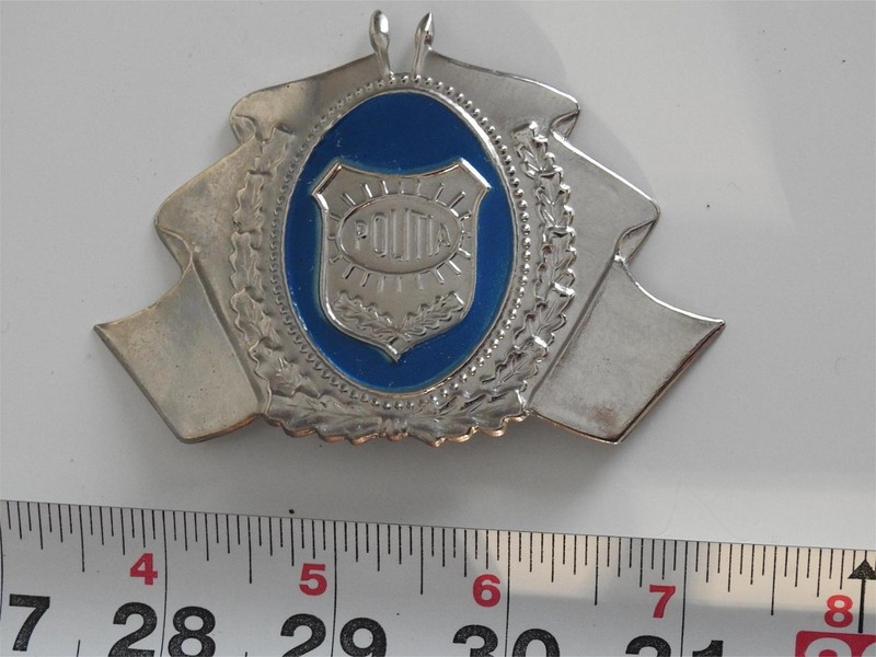 ROMANIA Police hat shield,  thin metal