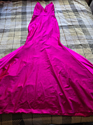 Jessica Angel XS Hot Pink Fuchsia Maxi Dress Formal Evening Gown Made USA
