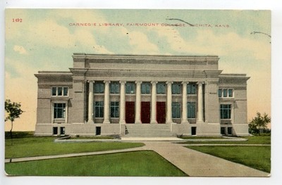 Vintage 1910 Postcard: Carnegie Library Fairmount College Wichita Kansas Kress