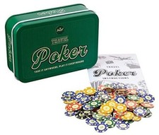 Funtime Gifts Travel Poker Compact Portable Pocket Sized Game Tin Set Gift,