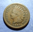 1864 Bronze Indian Cent  Good