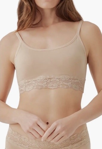 NWT Pact Organic Cotton Smooth Cup Padded Lace Bralette Bra Tan Size XXL - 第 1/9 張圖片