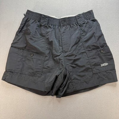 AFTCO Fishing Shorts Mens 38 Black M01 Original Fishing Nylon Cargo Utility