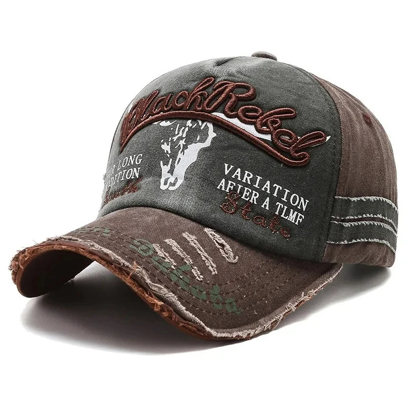 Vintage Style Baseball Cap Solid Distressed Cotton Casual Sn
