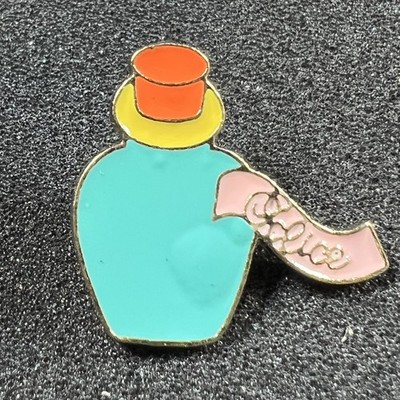 Vintage Alice in Wonderland Drink Me Bottle Enamel Lapel Pin Collectible