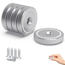 THCMagorilla Neodymium Round Base Cup Magnets 90 lbs A36 5pc silver, Silver