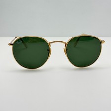 Ray Ban Sunglasses RB 3447 001 Gold Round Metal Italy 50-21-145 Read Description
