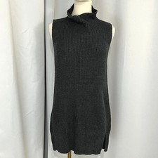 Simply Vera Wang Women Gray Ribbed Mock Neck Sleeveless Tunic Sweater Dress M