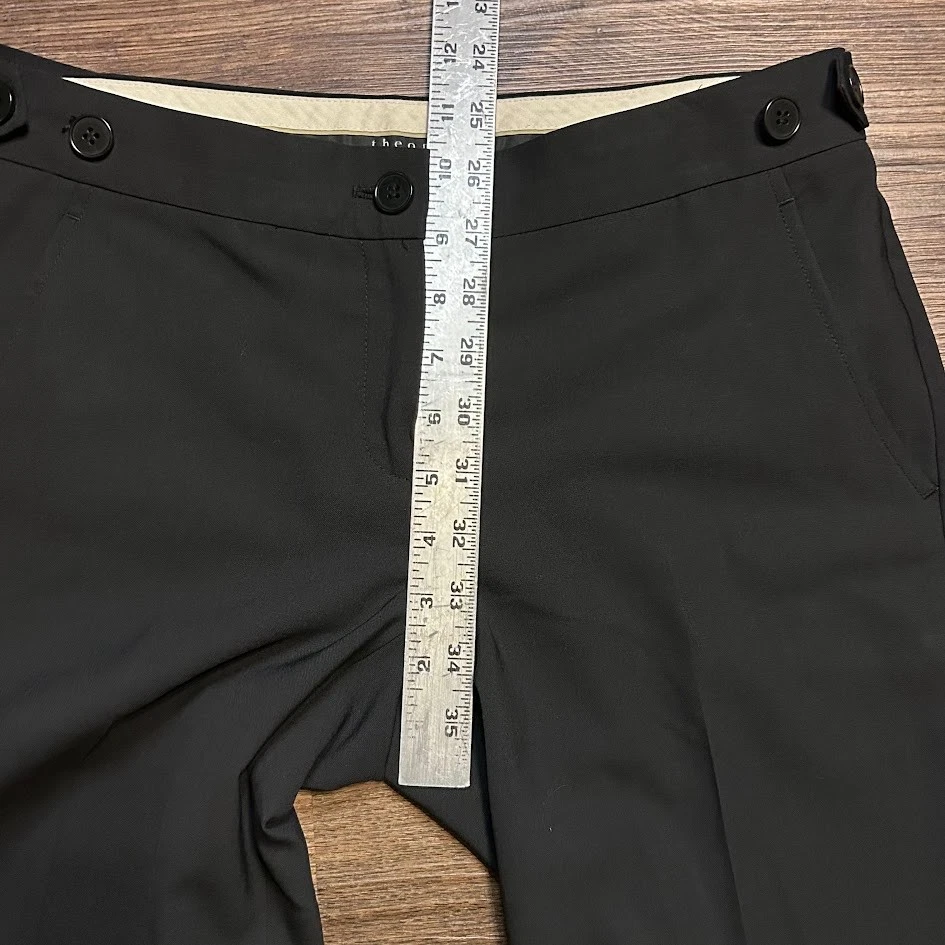 Pantalones negros Theory ELKERS talla 2 pantalones de trabajo profesionales oficina botón lana Foto 4 de 4