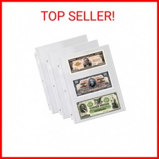 Dunwell Binder Currency Sleeves for Collectors - 25 Pack , Acid-Free 3-Pocket C