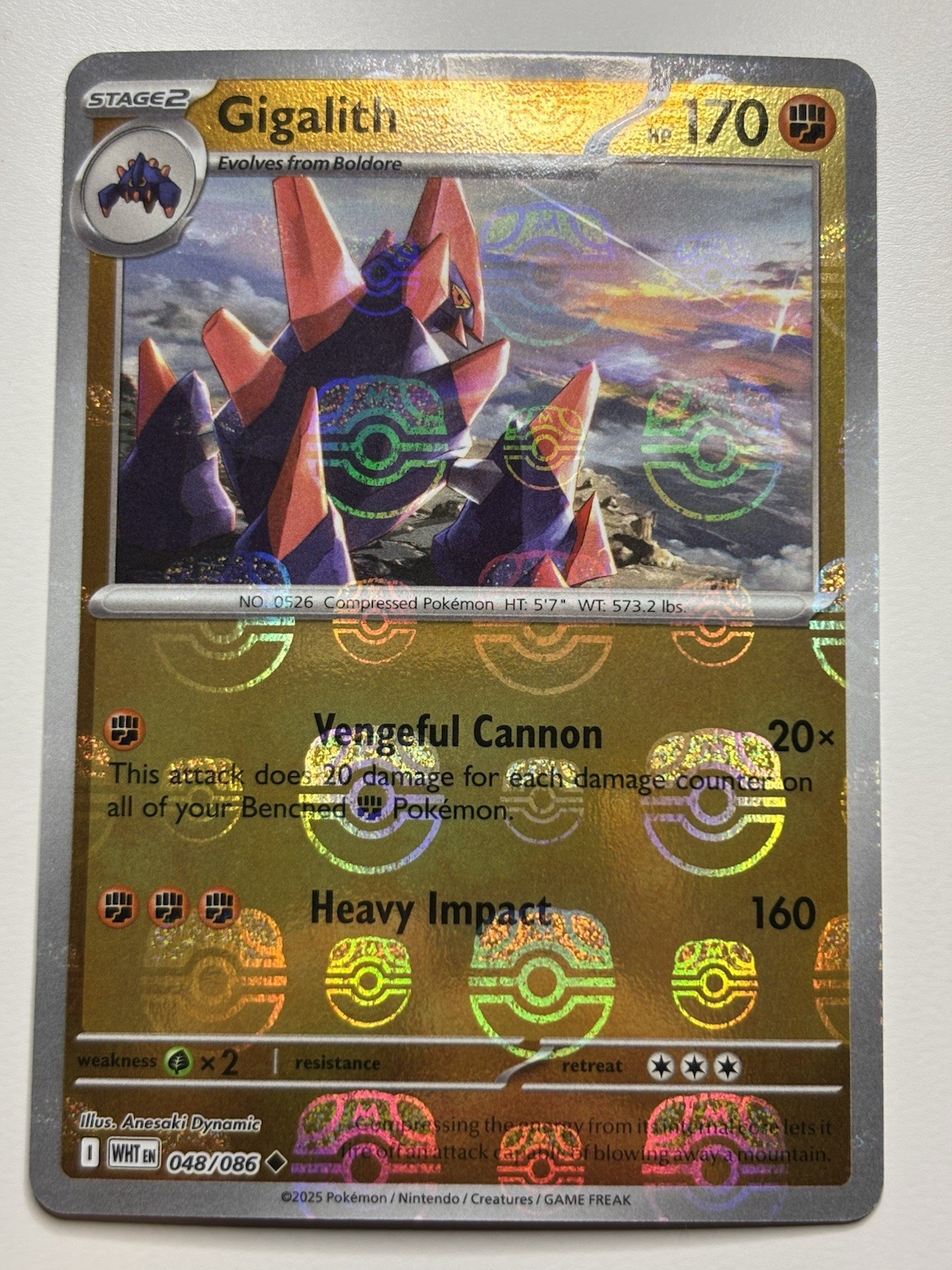 Gigalith (Master Ball Pattern) 048/086 SV: White Flare Holo Pokemon TCG NM