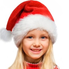 Kid Santa Hat Xmas Holiday Oversized Velvet Christmas Hat For Children New Year