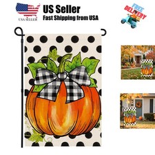 Hello Fall Pumpkin Garden Flag 12x18 Inch - Double-Sided Thanksgiving Decor