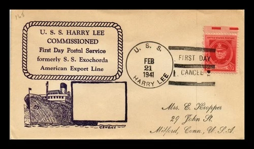 DR JIM STAMPS US COVER USS HARRY LEE NAVAL CANCEL FIRST DAY POSTAL SERVICE