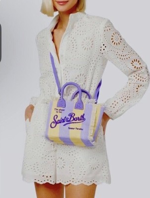 Mc2 Saint Barth Tasche MINI Vanity Stripes Pop gelb/lila + Schultergurt ECHT