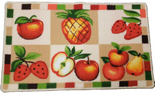 PRINTED KITCHEN RUG nonskid back  18" x 30" 6 FRUITS SQUARES, PD