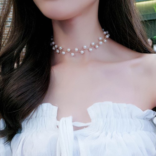 Pearl Clavicle Chain Beaded Choker Necklace Necklaces for Woman Elegant - Picture 2 of 24
