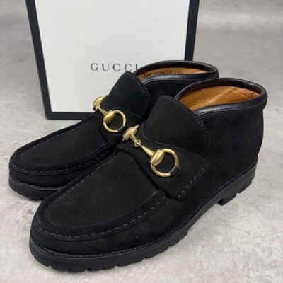 Gucci Horsebit Hoodie Boots Suede Size US 5.5 Black, gold hardware Women's U7664
