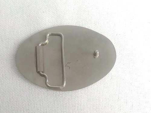 Vintage Belt Buckle White Mythical Unicorn Horse On Silver Tone Metal Oval - Picture 2 of 7