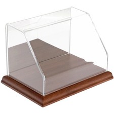 Plymor Acrylic Slant Front Case w/ Hardwood Base Mirror Back, 6" W x 4" D x 4" H