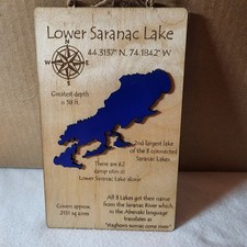 NEW Handcrafted 3D Wooden Laser Engraved Map of Lower Saranac Lake, NY