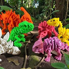 3D Printed Flexi Dino Skeleton   Prehistoric Desk Toy Dinosaur Fidget