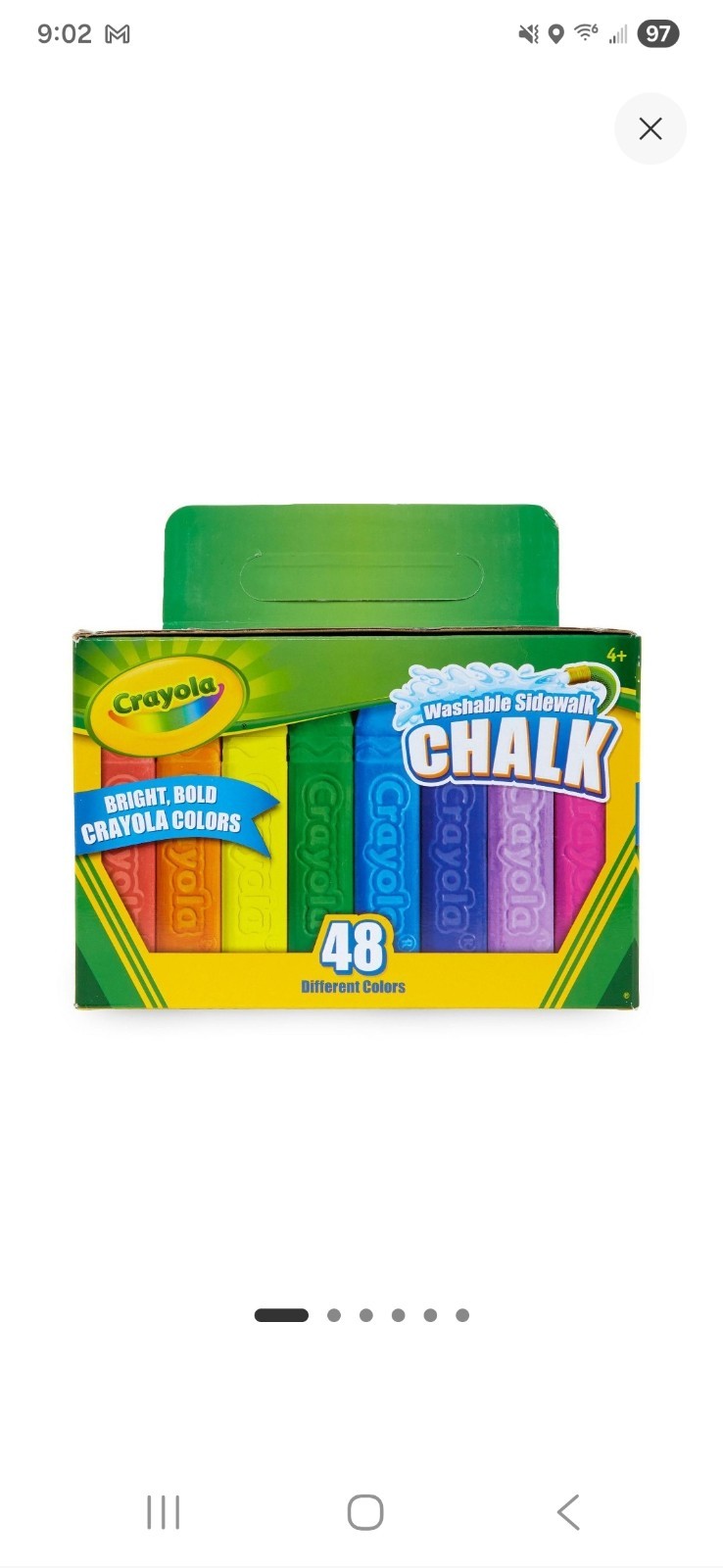 Craie Trottoir Crayola 48 Couleurs – Lavable à L’eau, Format Anti-roulis