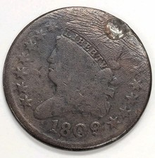 1809- Classic Half Cent - Hole Filler - T258